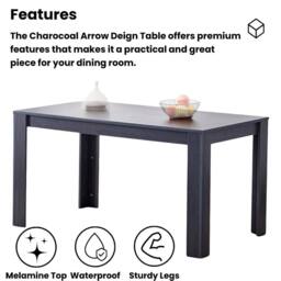 KOSY KOALA Arrow Charcoal Dining Table Set With 4 Faux Leather Dining Chairs - thumbnail 7