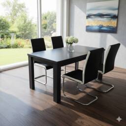 KOSY KOALA Arrow Charcoal Dining Table Set With 4 Faux Leather Dining Chairs - thumbnail 2
