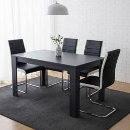 KOSY KOALA Arrow Charcoal Dining Table Set With 4 Faux Leather Dining Chairs - thumbnail 1