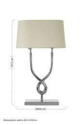 Orsina Table Lamp with Cross Base, High Gloss Nickel Finish Steel Frame, White Cotton Shade, Twisted Design Lighting in Silver - thumbnail 5