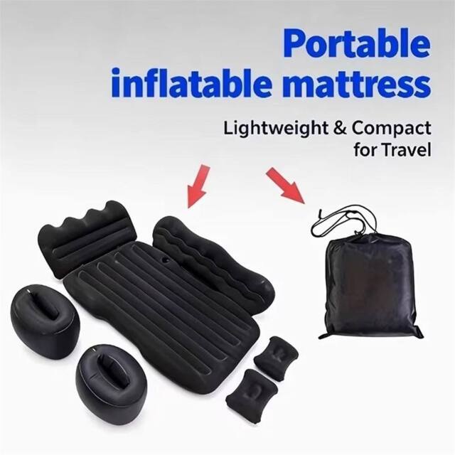 Nordara Inflatable Car Back Seat Air Mattress for Travel & Camping in Black - image 1