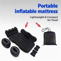 Nordara Inflatable Car Back Seat Air Mattress for Travel & Camping in Black