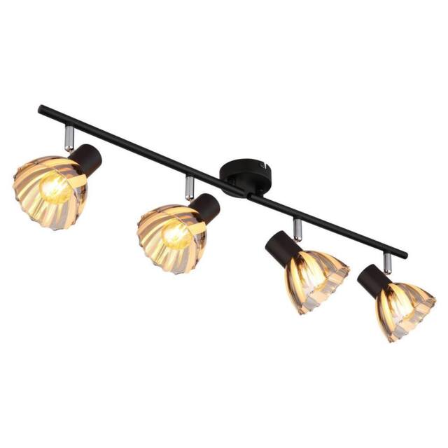 Netlighting Zachery Ceiling Spotlight Bar Matt Black Smoke Glass Shade 4x E14 - image 1