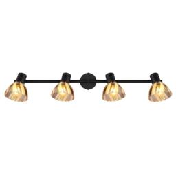 Netlighting Zachery Ceiling Spotlight Bar Matt Black Smoke Glass Shade 4x E14 - thumbnail 3