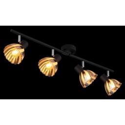 Netlighting Zachery Ceiling Spotlight Bar Matt Black Smoke Glass Shade 4x E14 - thumbnail 5