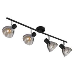 Netlighting Zachery Ceiling Spotlight Bar Matt Black Smoke Glass Shade 4x E14 - thumbnail 2