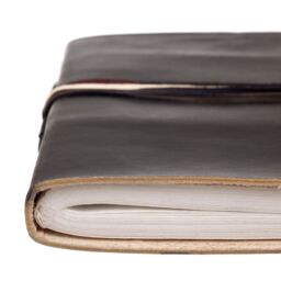 Paper High Large Coloured Distressed Leather 3-String Photo Album in Black - thumbnail 3