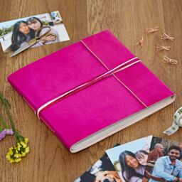 Paper High Large Coloured Distressed Leather 3-String Photo Album in Black - thumbnail 6