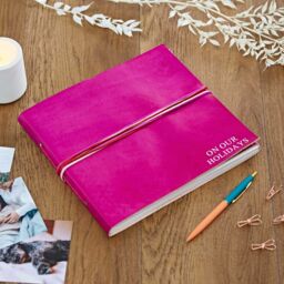 Paper High Large Coloured Distressed Leather 3-String Photo Album in Black - thumbnail 5