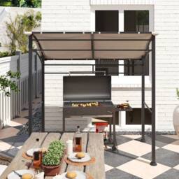 Kelvenix BBQ Gazebo Tent Sun Shade with Canopy in Khaki - Size: 0.6m2 - thumbnail 3