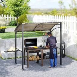 Kelvenix BBQ Gazebo Tent Sun Shade with Canopy in Khaki - Size: 0.6m2 - thumbnail 5
