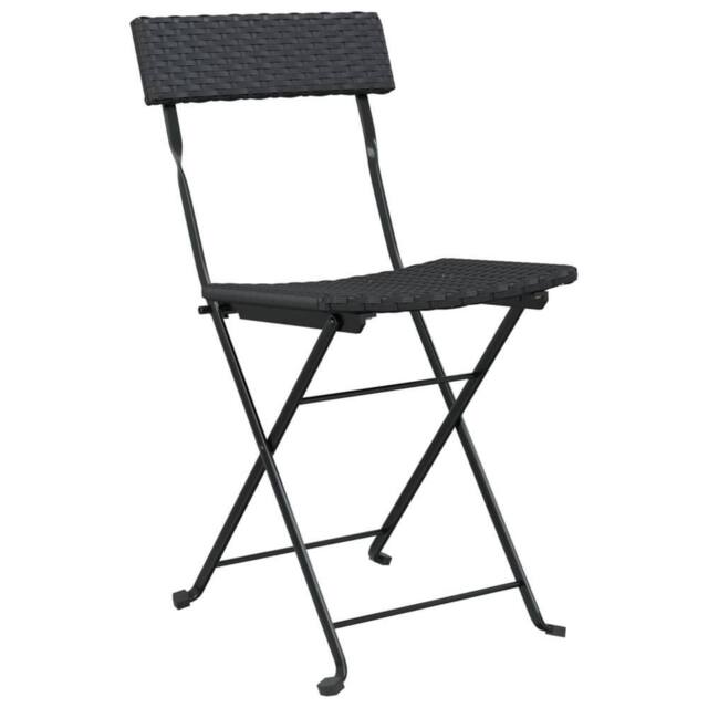 Berkfield Home Beautiful Folding Bistro Chairs 2 pcs Black Poly Rattan & Steel - image 1