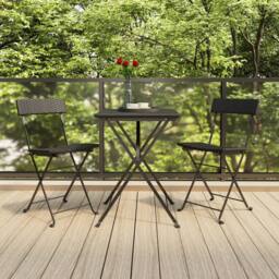 Berkfield Home Beautiful Folding Bistro Chairs 2 pcs Black Poly Rattan & Steel - thumbnail 2