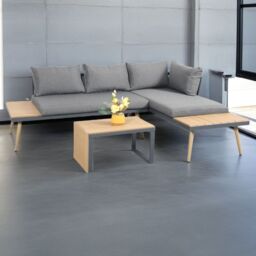 Outdoor Living Belmont Metal & Contemporary Poly-Wood Sectional Corner Garden Set in Grey - thumbnail 3