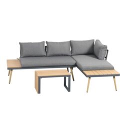 Outdoor Living Belmont Metal & Contemporary Poly-Wood Sectional Corner Garden Set in Grey - thumbnail 4