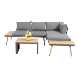 Outdoor Living Belmont Metal & Contemporary Poly-Wood Sectional Corner Garden Set in Grey - thumbnail 7