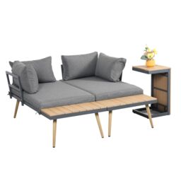 Outdoor Living Belmont Metal & Contemporary Poly-Wood Sectional Corner Garden Set in Grey - thumbnail 8