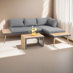 Outdoor Living Belmont Metal & Contemporary Poly-Wood Sectional Corner Garden Set in Grey - thumbnail 2