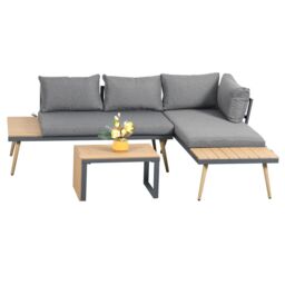 Outdoor Living Belmont Metal & Contemporary Poly-Wood Sectional Corner Garden Set in Grey - thumbnail 5