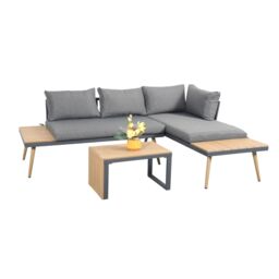 Outdoor Living Belmont Metal & Contemporary Poly-Wood Sectional Corner Garden Set in Grey - thumbnail 6
