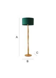 ValueLights Victoria Light Wood Traditional Stem Floor Lamp with Fabric Drum Shade in Green - thumbnail 9