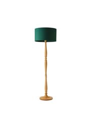 ValueLights Victoria Light Wood Traditional Stem Floor Lamp with Fabric Drum Shade in Green - thumbnail 7