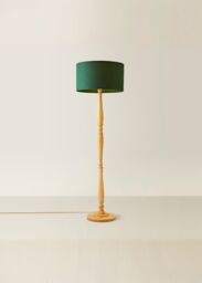ValueLights Victoria Light Wood Traditional Stem Floor Lamp with Fabric Drum Shade in Green - thumbnail 2