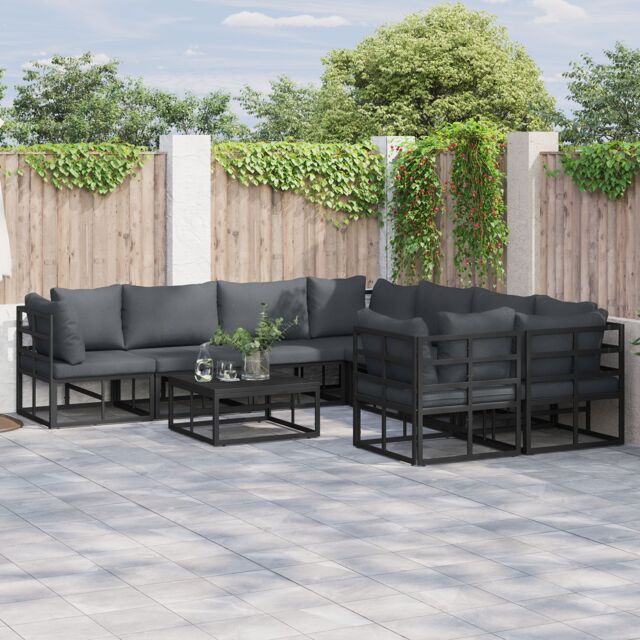 Berkfield Home Garden Sofa Set 8 pcs Black 283 x 283 x 71 cm Aluminium - image 1