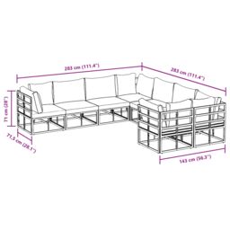 Berkfield Home Garden Sofa Set 8 pcs Black 283 x 283 x 71 cm Aluminium - thumbnail 9
