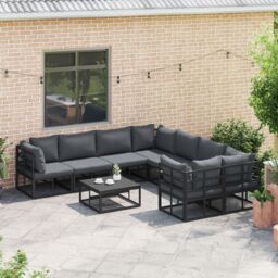 Berkfield Home Garden Sofa Set 8 pcs Black 283 x 283 x 71 cm Aluminium - thumbnail 3