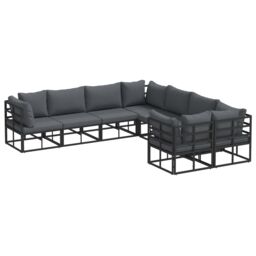 Berkfield Home Garden Sofa Set 8 pcs Black 283 x 283 x 71 cm Aluminium - thumbnail 2