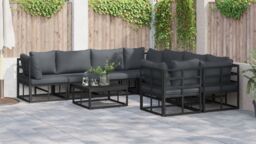Berkfield Home Garden Sofa Set 8 pcs Black 283 x 283 x 71 cm Aluminium - thumbnail 4