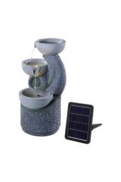 Garden Sanctuary Muti-Tier Outdoor Solar-Powered Water Fountain Decor in Grey - thumbnail 4
