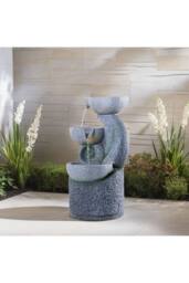 Garden Sanctuary Muti-Tier Outdoor Solar-Powered Water Fountain Decor in Grey - thumbnail 2