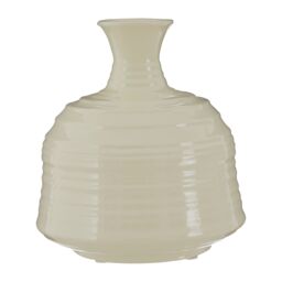 Orsina Contemporary Cream Small Ribbed Ceramic Vase, Durable Floral Vase, Easily Maintained Stoneware Flower Vase in White