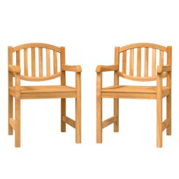 Berkfield Home Garden Chairs 2 pcs 58x59x88 cm Solid Wood Teak in Brown - Size: 58 x 59 x 88 cm - thumbnail 2