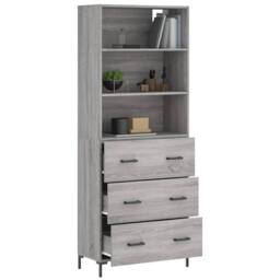 Berkfield Home Highboard Grey Sonoma 69.5x34x180 cm Engineered Wood - thumbnail 1