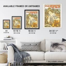 "Artery8 Cycles Perfecta French Bike Advert Vintage Wall Art Print Mucha in Orange - Size: W12"" x H16""" - thumbnail 3
