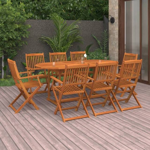 Berkfield Home 9 Piece Garden Dining Set Solid Acacia Wood in Brown - image 1