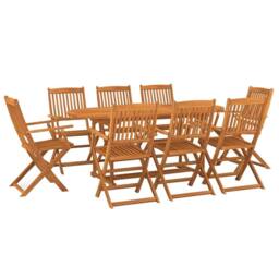 Berkfield Home 9 Piece Garden Dining Set Solid Acacia Wood in Brown - thumbnail 2