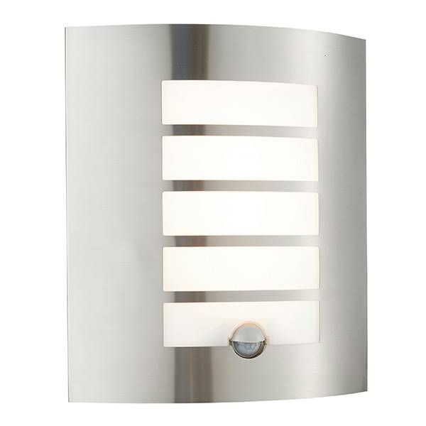 Netlighting Bianco Integrated LED PIR 1 Light Outdoor Wall Light Brushed Stainless Steel Opal Polypropylene IP44 in Grey - image 1