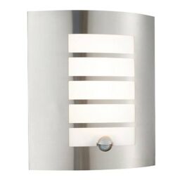 Netlighting Bianco Integrated LED PIR 1 Light Outdoor Wall Light Brushed Stainless Steel Opal Polypropylene IP44 in Grey
