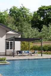 H&O Direct 13x13ft or 20x10ft Aluminum Patio Pergola with Canopy in Grey - Size: Small - thumbnail 1