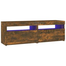 Berkfield Home TV Cabinet with LED Lights Smoked Oak 120x35x40 cm in Brown - Size: 120 x 35 x 40 cm - thumbnail 2