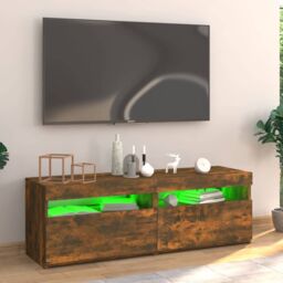 Berkfield Home TV Cabinet with LED Lights Smoked Oak 120x35x40 cm in Brown - Size: 120 x 35 x 40 cm - thumbnail 6