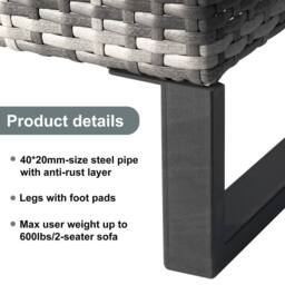 Matteo Modular Poly Rattan Garden Sofa Set with Tables & Cushions - Grey - thumbnail 6