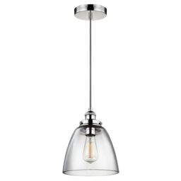 Loops 1 Bulb Ceiling Pendant Light Fitting Highly Polished Nickel LED E27 60W in Metallics - thumbnail 1