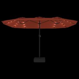Berkfield Home Double-Head Parasol with LEDs Terracotta 449x245 cm in Orange - thumbnail 6