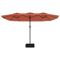 Berkfield Home Double-Head Parasol with LEDs Terracotta 449x245 cm in Orange - thumbnail 5