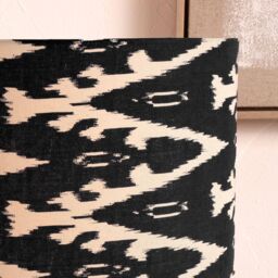 Ruma Black Ikat Patterned Cylinder Lampshade for Table Lamps - Size: 12 inches - thumbnail 2